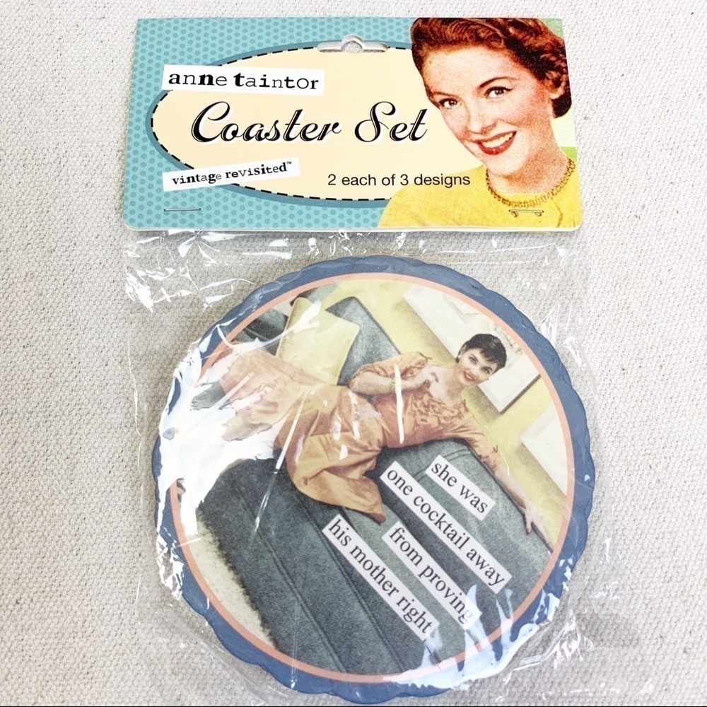 Anne Taintor coaster set happy hour cocktails NEW - Picture 1 of 3